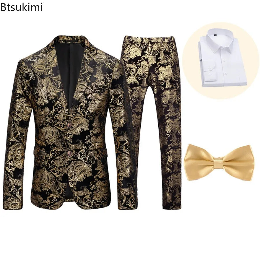 2026 Men's Suit Two Piece Sets Single-breasted Blazer Jackets and Pants Wedding Suits for Men Party Banquet Tuxedo Dress Outfits