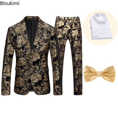 2026 Men's Suit Two Piece Sets Single-breasted Blazer Jackets and Pants Wedding Suits for Men Party Banquet Tuxedo Dress Outfits