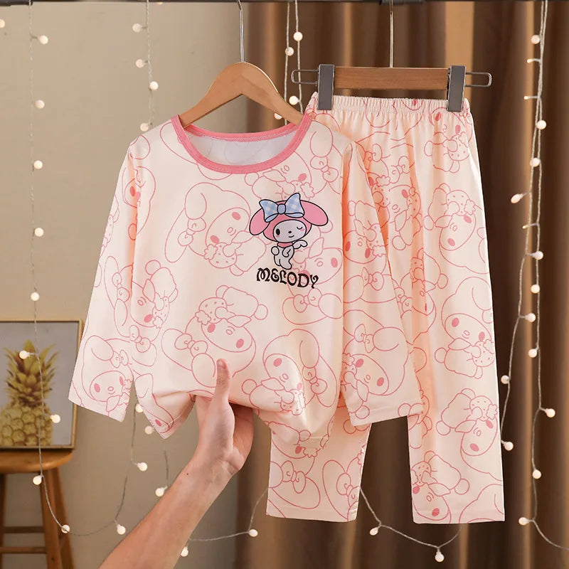 Girls Boys Cartoon Pacha Dog Long Sleeve Pajamas Set, Cozy Spring Autumn Home Fury Wear