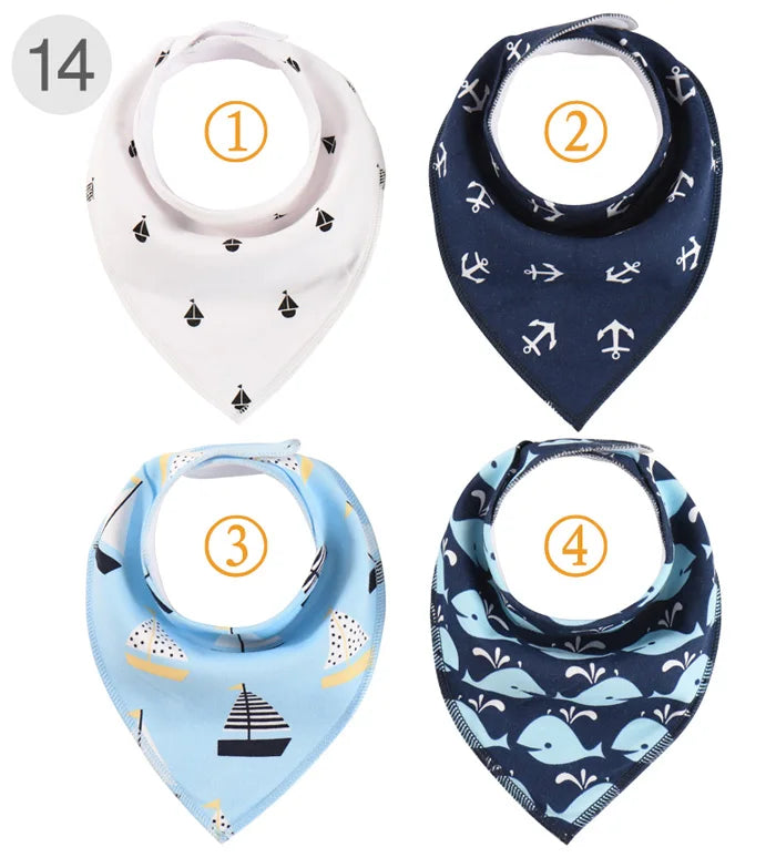 4 Pieces New Baby Bibs For Boy&Girl Burp Cloths Bandana Bibs Baby Bandana Infant Waterproof Dribble Bib Towels