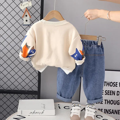 Spring Baby Boy Clothes 18 to 24 Months Cartoon Casual Long Sleeve Boys Sets T-shirts and Pants Boys Outfit  Kids Essentials