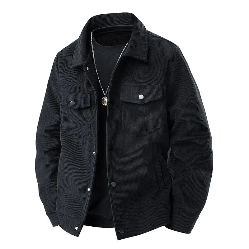 Men Coat Spring Autumn American Retro Turn Down Collar Male Jacket Loose Single-breasted Pocket Daily Versatile Man Outerwear