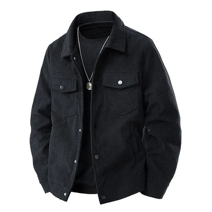 Men Coat Spring Autumn American Retro Turn Down Collar Male Jacket Loose Single-breasted Pocket Daily Versatile Man Outerwear
