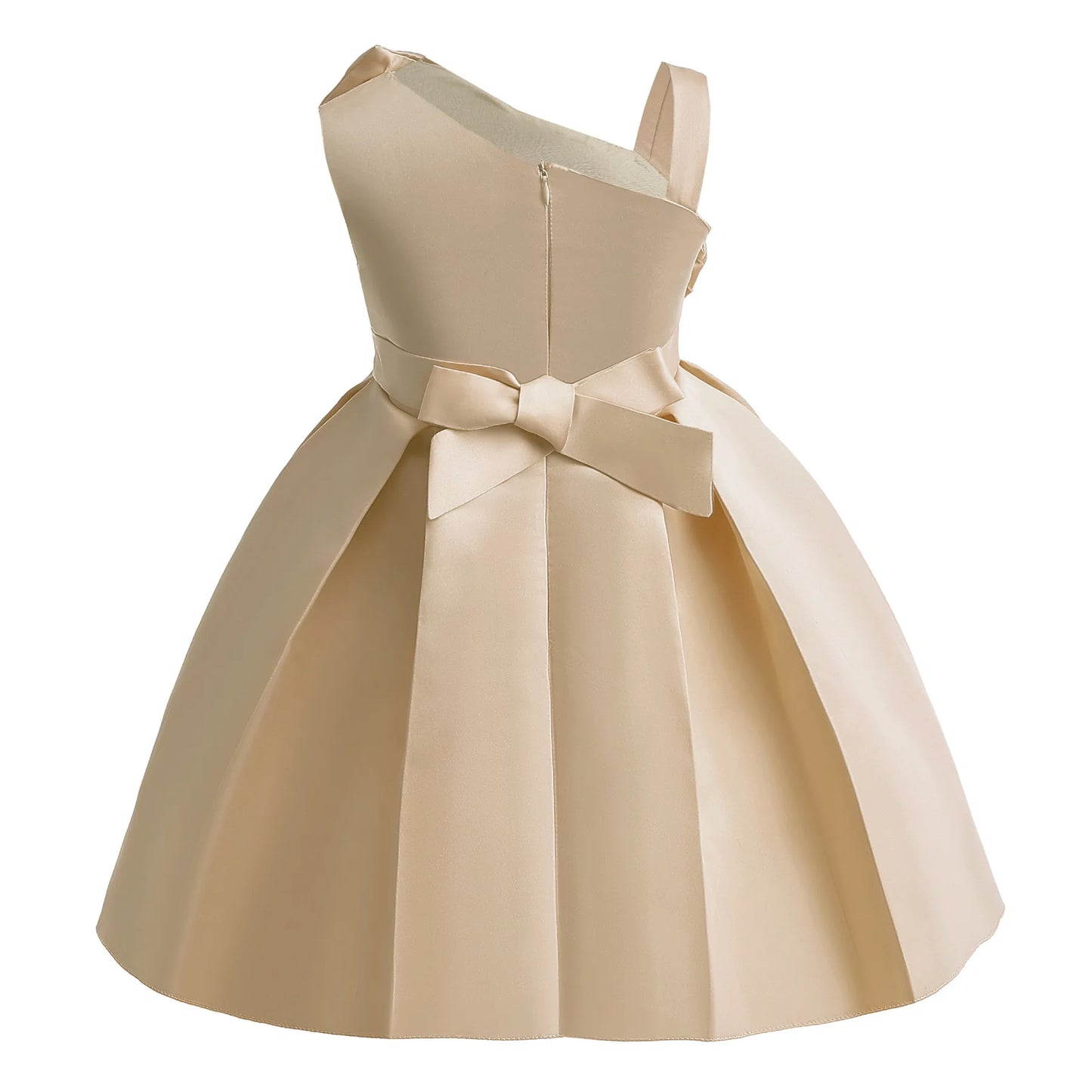 Girls Black Dress Children's Clothing Pink Solid Color Single-Shoulder Dress Fashionable Princess Dress Birthday Evening Dress