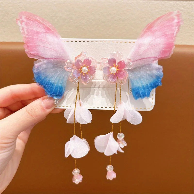 Baby Girl Hair Accessories Gradient Bow Hair Clip Flower Tassel Hairpin Girls Hair Accessoreis Butterfly Hair Clip