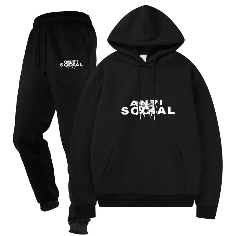 Men's Casual Sporting Suits Two - Piece Male Streetwear Sportswear Tracksuit Set Top and Pants Sweat Suit