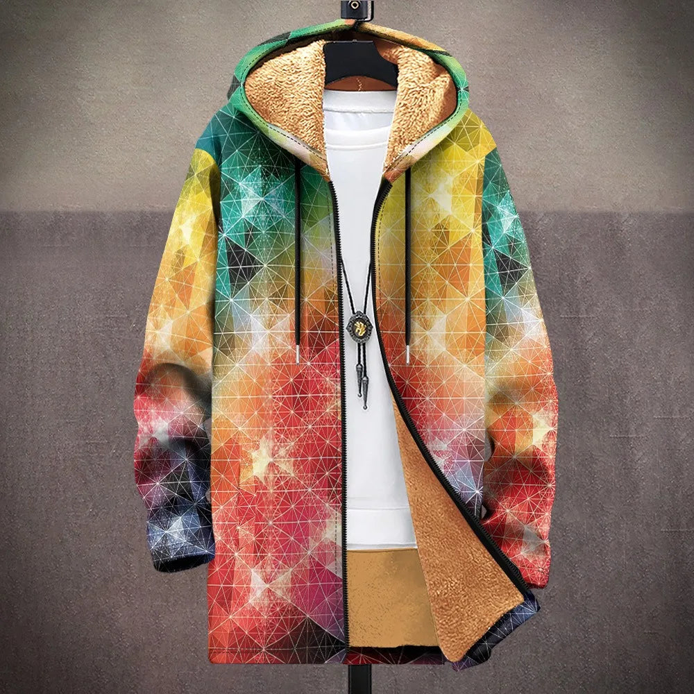 Men Cardigans Coats Retro Aztecs Printed Plush Thick Winter Abstract Art Graphics Jackets Casual Streetwear Unisex Clothing