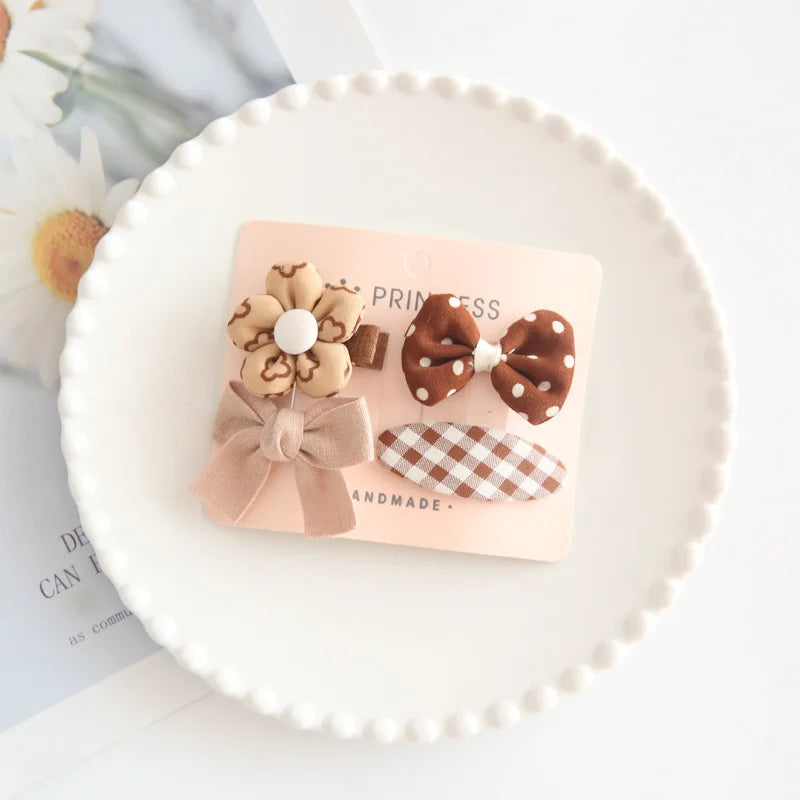 4pcs/set Mini Baby Girl Hair Clip Cute Floral Bow Bunny Princess Hairpin for Toddler Girl Lovely Bang Side Clip Hair Accessories