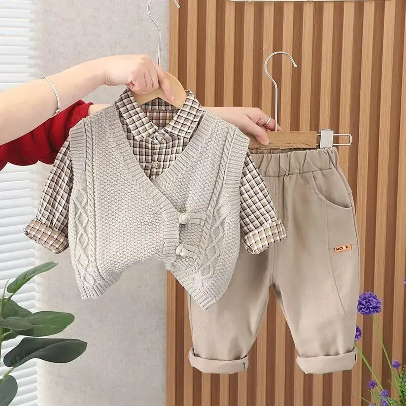 Baby Boys Three-piece Set Clothes Suit Casual Clothing Spring/autumn Fashion Baby  Vest+Shirts+Pantss Cool Autumn