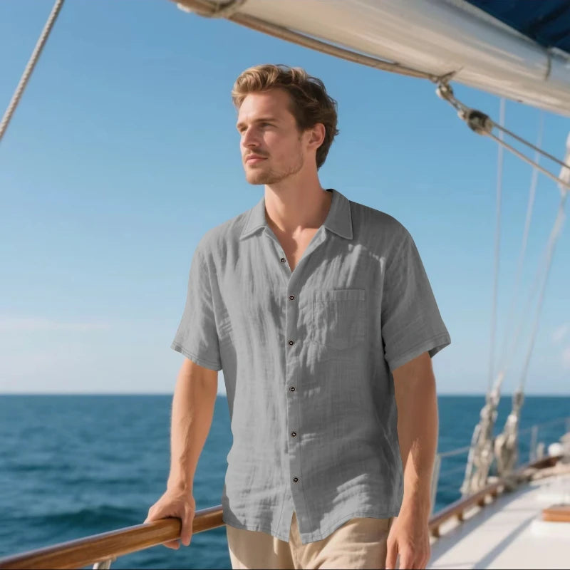 Men's Holiday Suits Summer Short Sleeve Shirts Pant Breathable Linen Beach Casual American Style Shirt Sets Leisure Trip Clothes