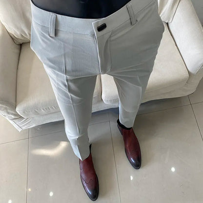 Men Dress Pants Thin Suit Pants Stretch Slim Formal Trousers Calça Masculina Solid Casual Pantalone Hombre Fashion Men Clothing