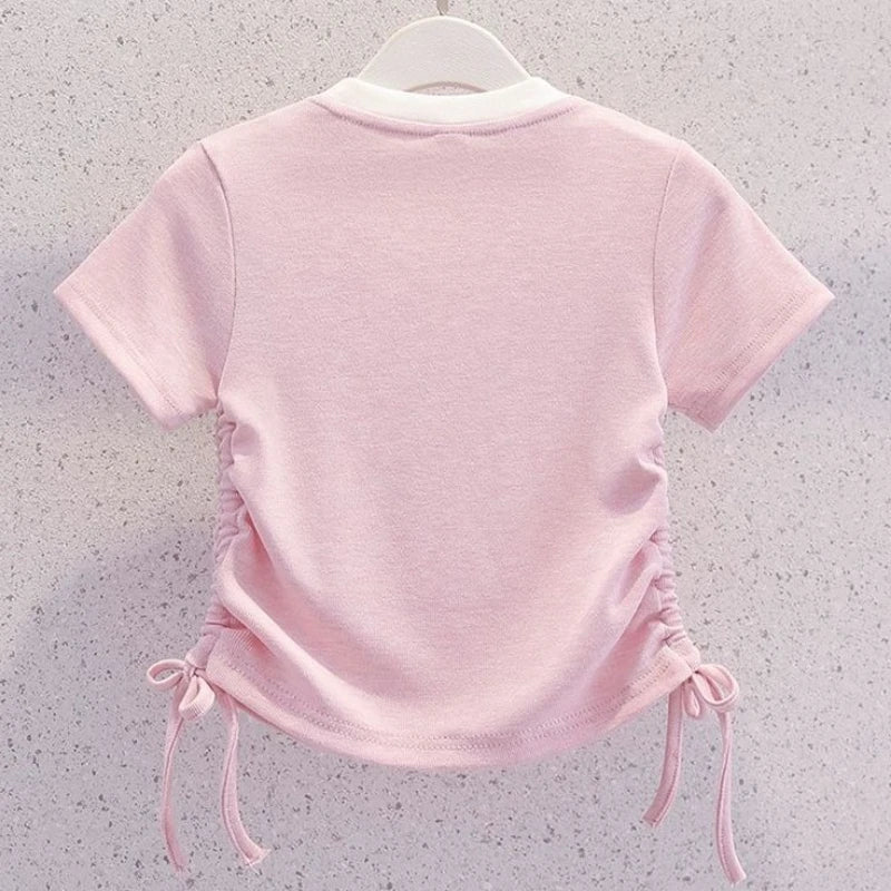 Summer Teenage Girls Clothes Set Children O-Neck Tshirt and Casual Pants Suit Student School Short Sleeve Top Bottom Outfits