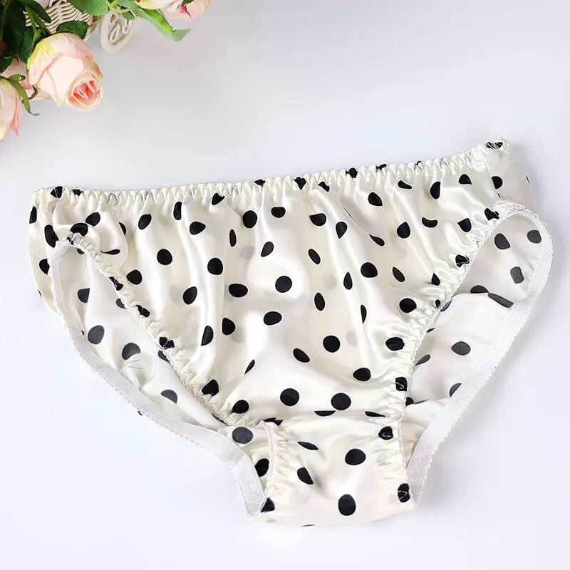Silk Underwear Women's Large Size XXL e Breathable Antibacterial Low Waist Comfortable Innerwear Daily Use Cartoon Pat...