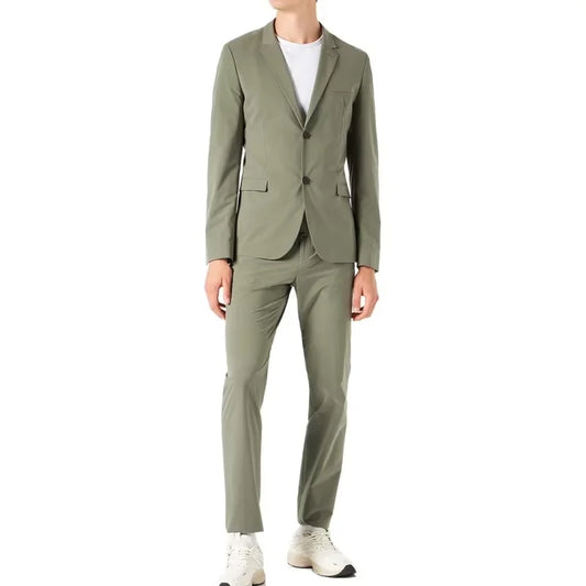 Men's classic fitted suit two-piece business/wedding double button formal suit (jacket+pleated trousers) groom's office suit