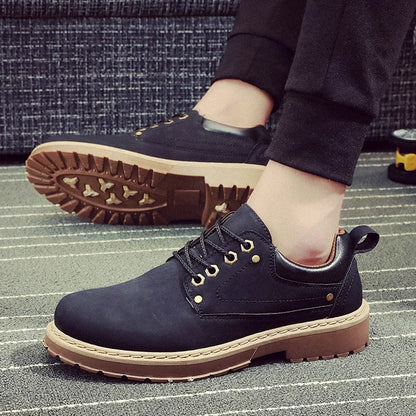 Fashion Men's Leather Shoes England Style Formal Shoes for Man Non Slip Ankle Boots Outdoor Waterproof Casual Tim Work Land Shoe