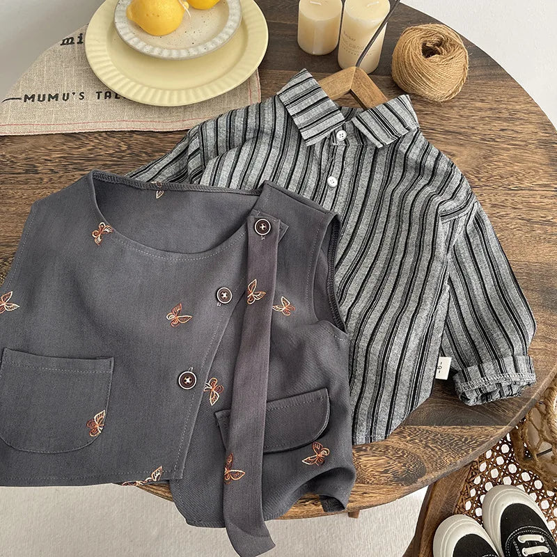 Boys Clothes Sets Spring Autumn 2026 Children Fashion Vest Shirts Pants 3pcs Party Suit For Baby Boy Outfits Kids Birthday Set 5