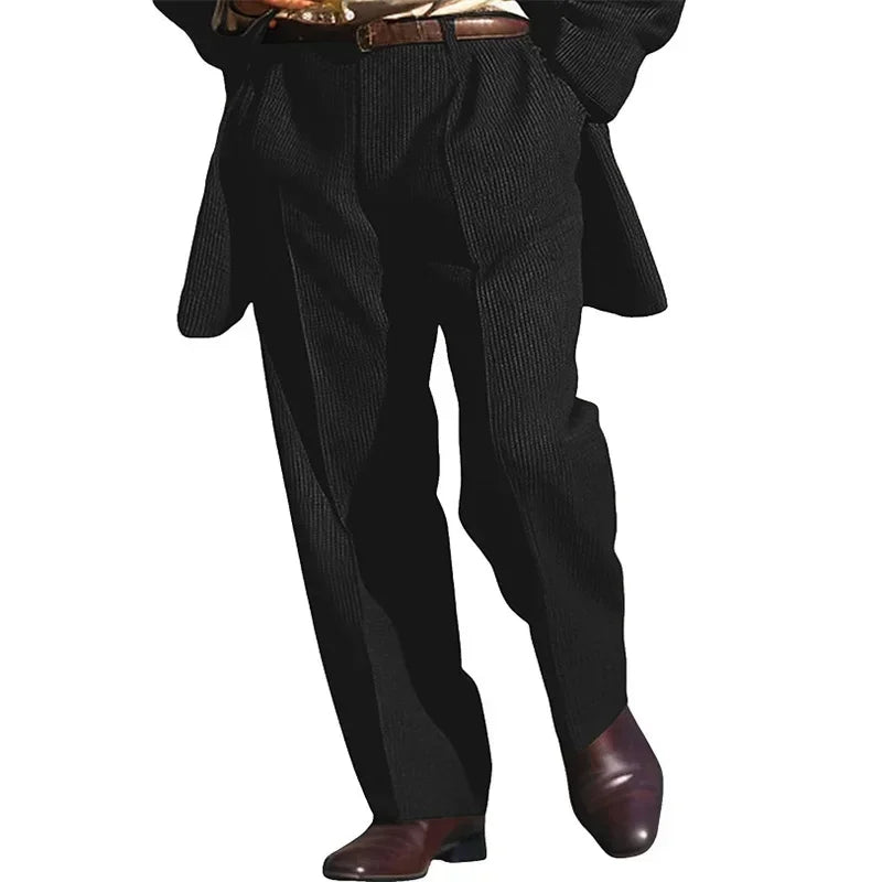 High-grade Men's Knitted Suit Pants Business Casual Loose Straight Dress Pants Fashion Streetwear Male Leisure Vacation Trousers