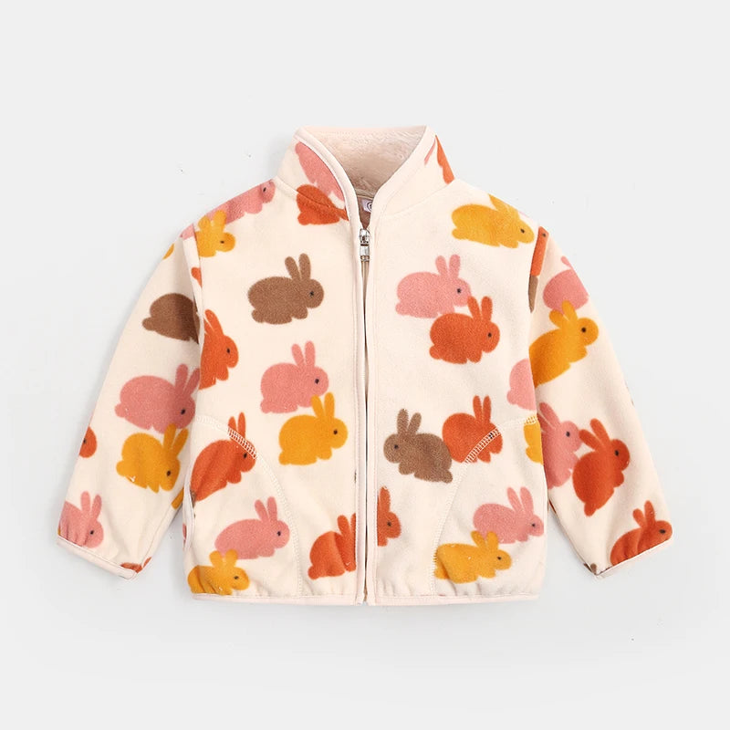 Boys Cartoon Coats Autumn Fashion Children's Clothes 1 to 2 4 6 8 Years Winter Baby Warm Fleece Outerwear Jacket for Girls