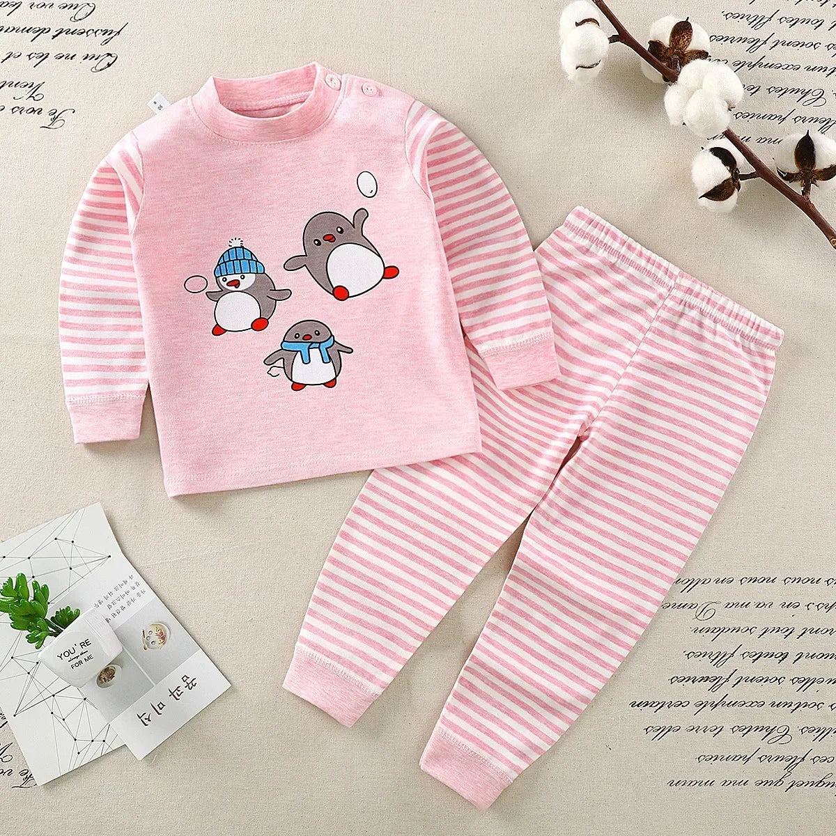 Baby Pajamas Children's Underwear Suit Boys and Girls' Pure Cotton High-waisted Autumn Clothes Autumn Pants Home Clothes