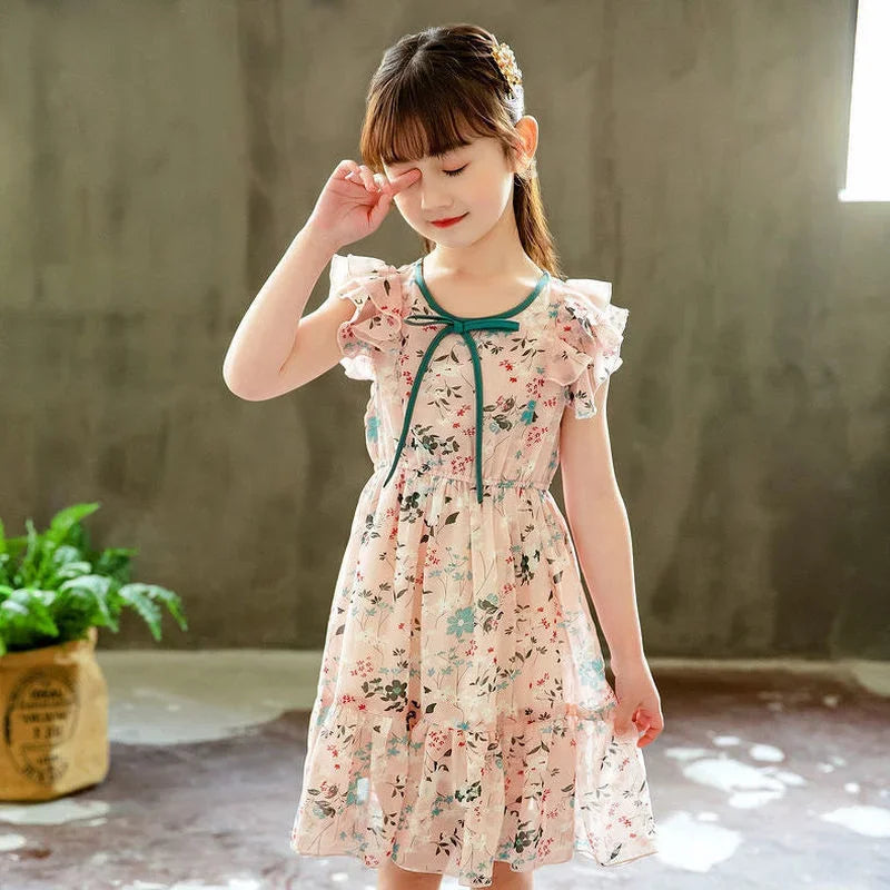 New Summer Dress for Girls Kids Sleeveless Child Girls Dresses Party Wedding Gown Kids Teenage Costume Clothes 2 4 7 11 12 Years
