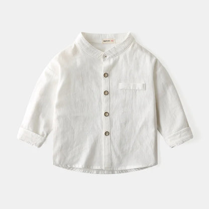 Boys Clothes Baby Boy Shirt Buttons Soft Cotton Kids Blouse Boutique Infantil 1 to 2 3 4 5 6 7 Yrs Casual White Blue Yellow Tops
