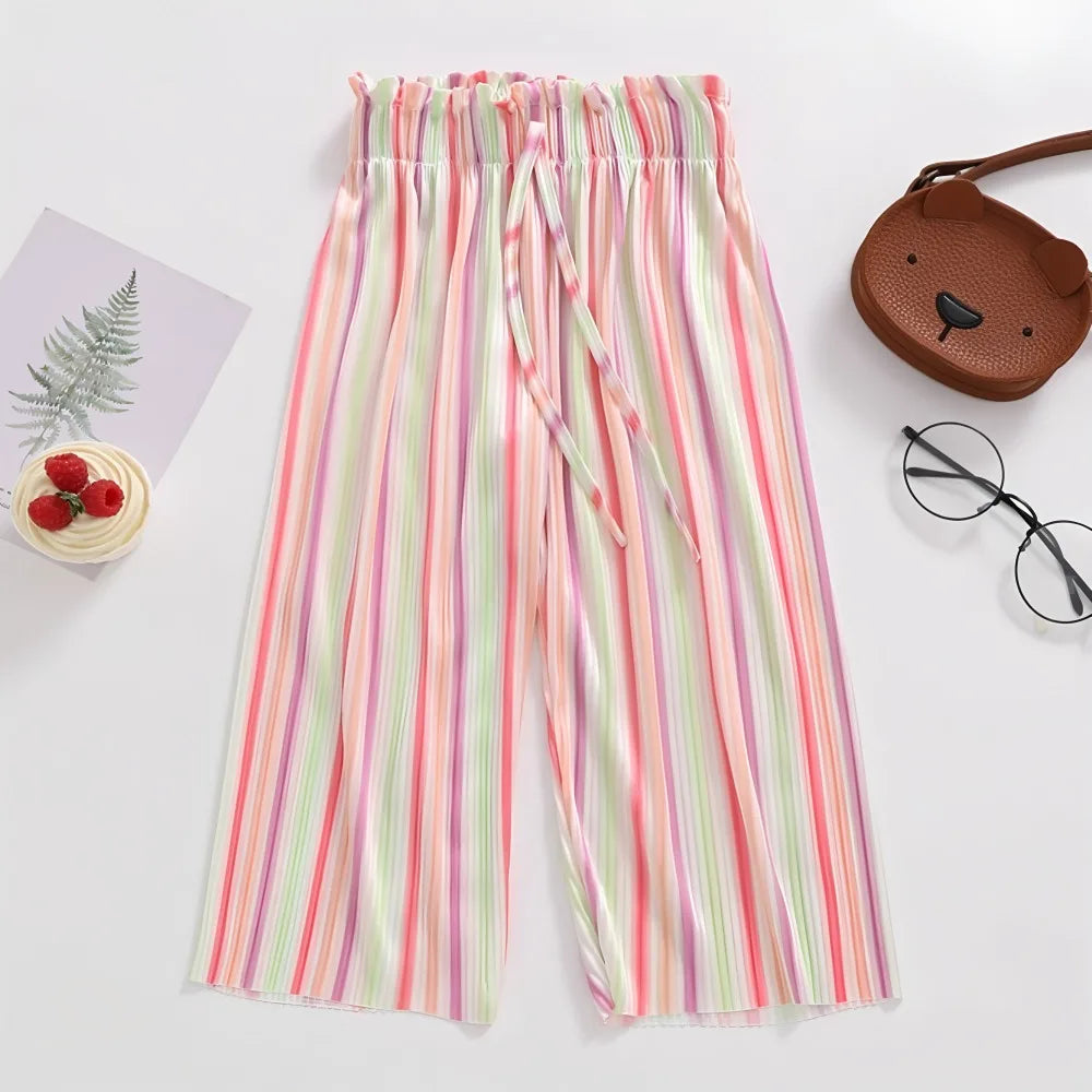 Girls' Pants 2026 Summer New Korean Style Children Floral and Polka Dot Straight Pants Thin Kids Underwear Mosquito-proof Pants