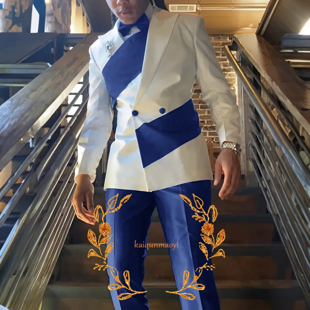 Men's Suit 2 Piece Set Stylish Design Formal Party Dress Elegant Men's Suit Color Block Blazer Pants Customized Outfit