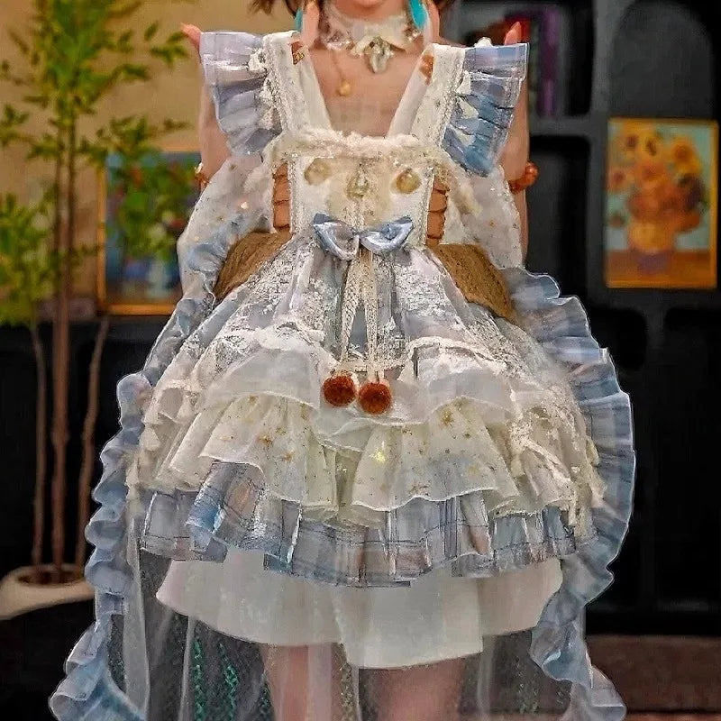 Girls Summer Bohemian Style Lolita Princess Dress 2025 New Birthday Dress Summer Fashion Children Clothing