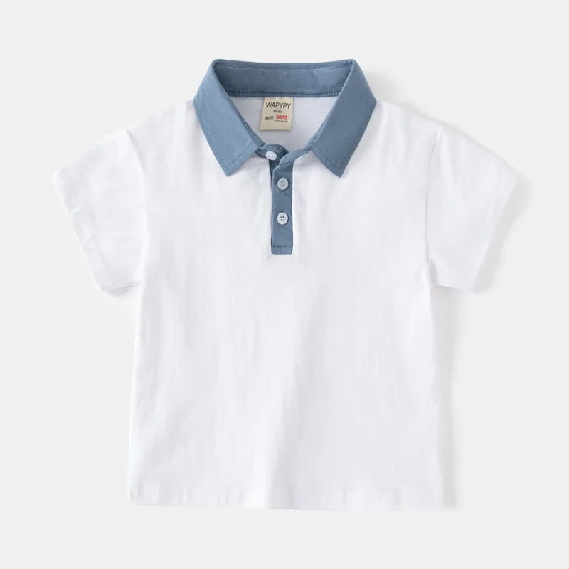 Long Sleeve Polo Shirts for Boys Spring Autumn Children Cotton Full Sleeve Shirt Black White Striped Classic Tops Baby Clothes