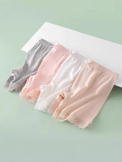 Girls Anti-Embarrassment Safety Shorts Kids Lace Trim Seamless Boyshorts Cotton Trim Underwear for Kids