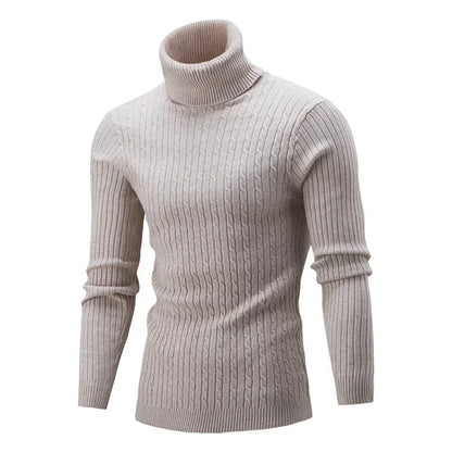2025 Men's Warm Sweater Long Sleeve Turtleneck Sweater Retro Knitted  Pullover Sweaters