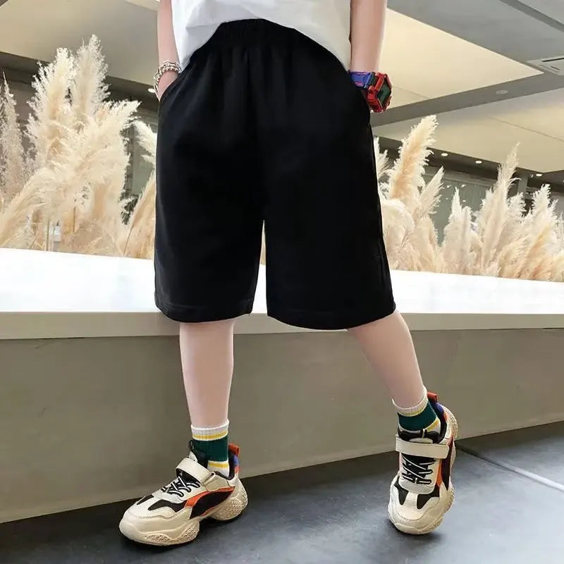 Boys Shorts Summer Solid Kids Short Sweatpants Loose Sport Casual Knickers Children Elastic Waist Half Pants Beachwear 3-14years