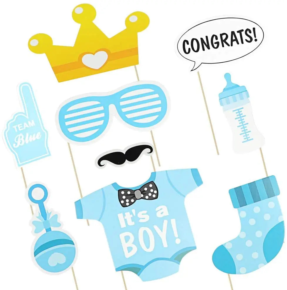 Baby Photo Booth Props Gender Reveal Party Boy or Girl Shower Birthday Party