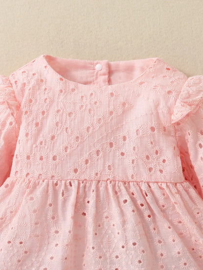 Baby Girls Clothes Set Spring Summer Toddler Solid Color Round Neck Long Sleeve T-Shirt Tops And Elastic Casual Ruffle Shorts