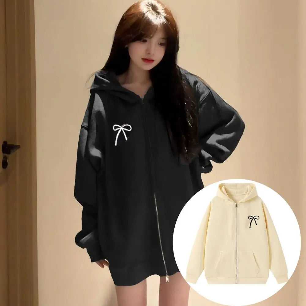 Fashion Sweet Bow Girl Bowknot Hoodie Loose Long Sleeve Teens Autumn Hoodie Coat Child Y2k Coat Girls Autumn Winter