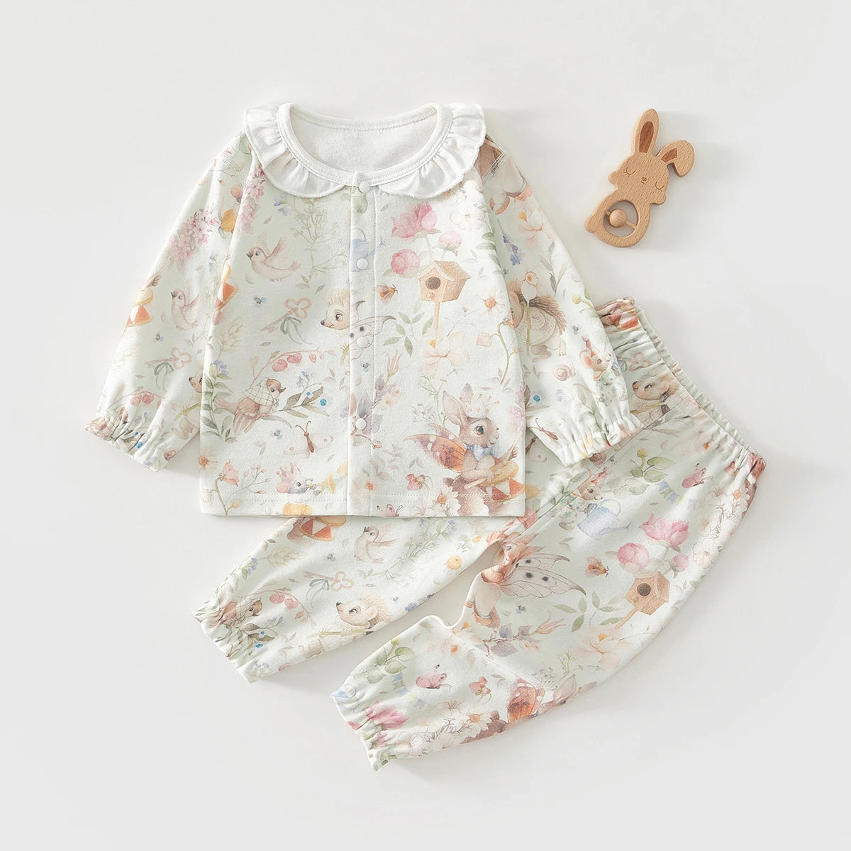 Baby Pajamas Spring and Summer Long-Sleeved Set Home Clothes Separate Children's Underwear Air-Conditioned Clothes Thin Style for Girls and Boys Pure Cotton