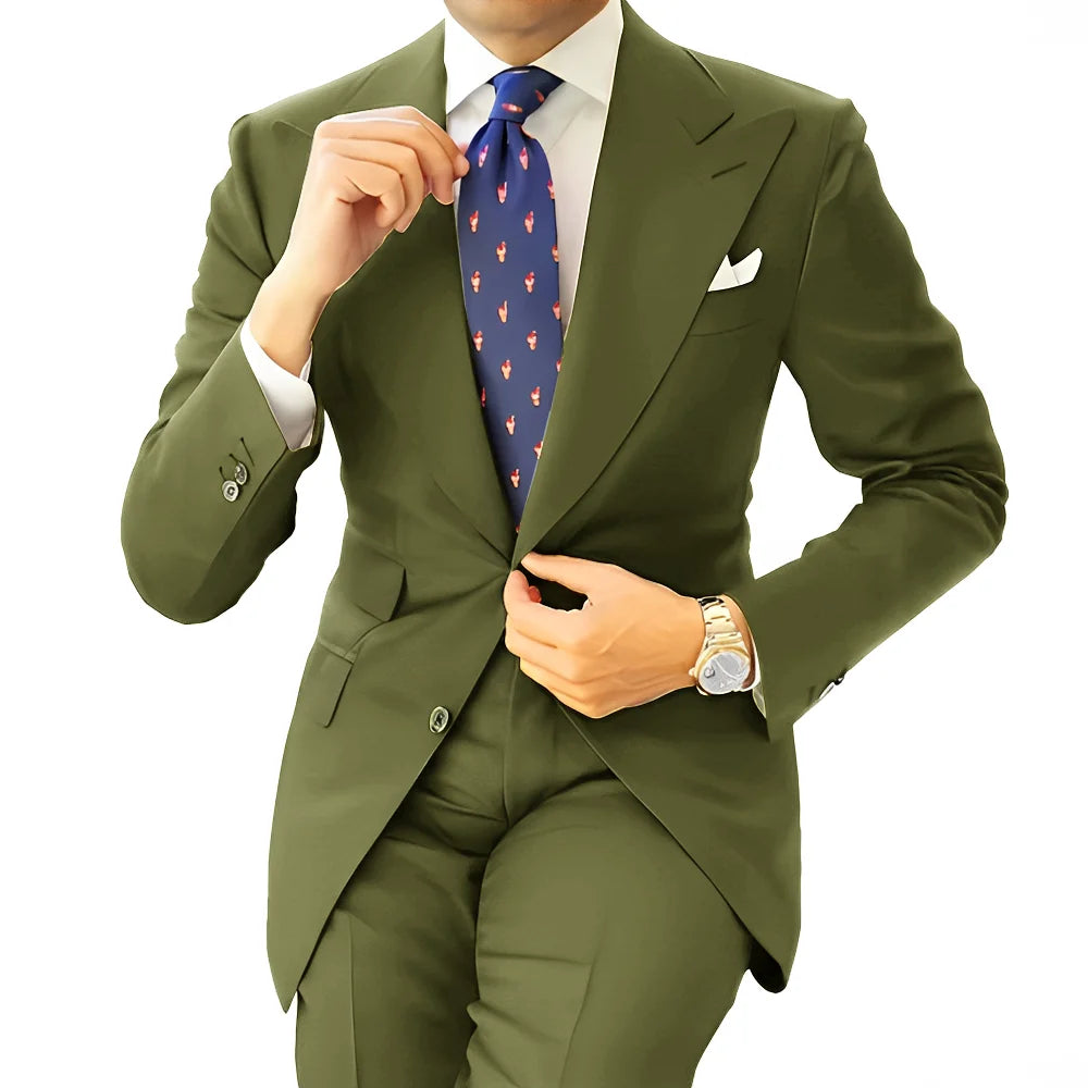 Formal Men's Suit Office Long Work Clothes Groom Tuxedo Jacket Pants XS-5XL Tailored Suit Dark Gray Blazer