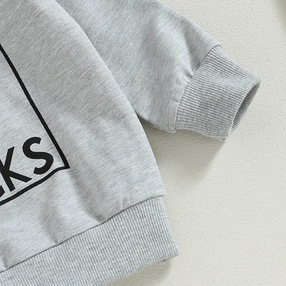 2PCS Toddler Boys Clothes Sets Long Sleeve Letter Print Sweatshirt Tops and Drawstring Pants Spring Fall lSets