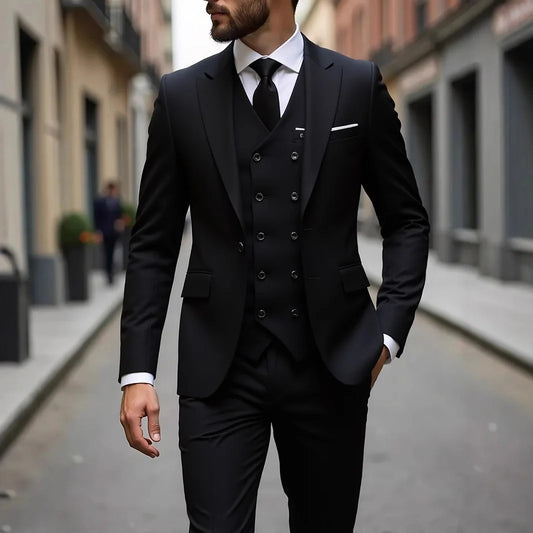 Men's Three-Piece White Suit, Anti-Wrinkle, No-Iron, Anti-Stick Fur Business Formal Suit, Four-Season Workplace Work Clothing Dr