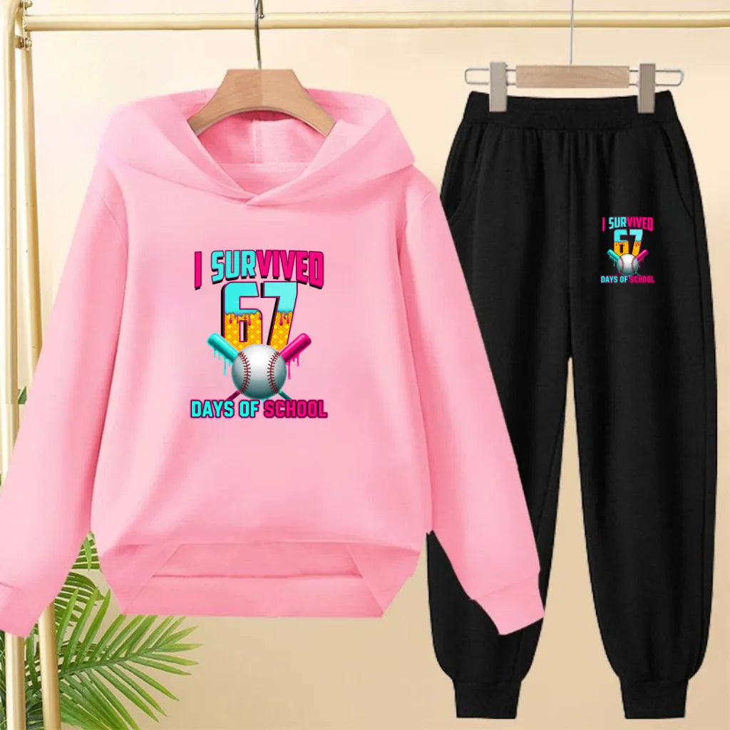 67 Children's Hoodies, 2 Pieces for Boys and Girls Aged 3-12, Comfortable Casual Hoodie+pants, Pullover, Hooded Sportswear