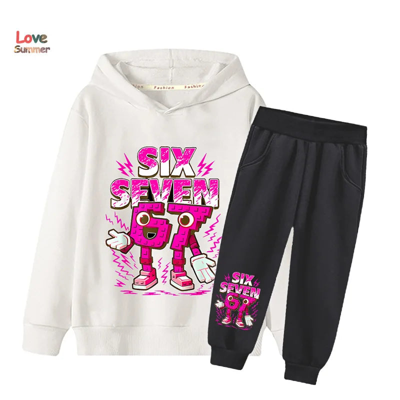 67 Six Seven hoodie pant 2pcs boys girls Italian Brainrot Kid Girl Sweatshirt 2pcs Suit Hoody Baby Casual Tracksuit