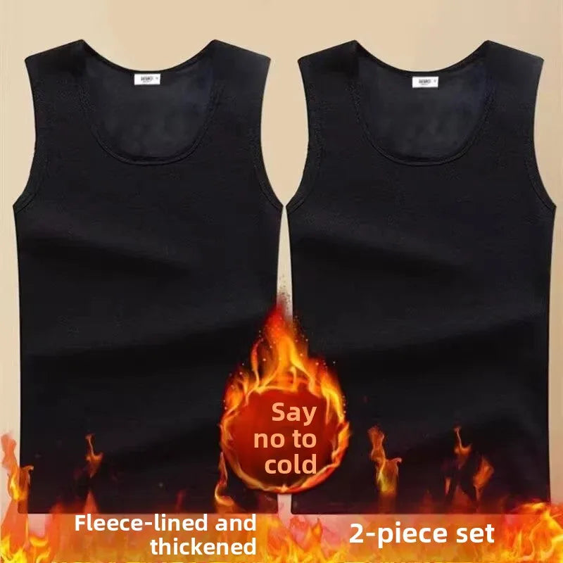 Thickened Fleece Warmth Men's Vest Sleeveless Underwear Base Shirt Youth round Neck  Color Winter Affordable Innerwear