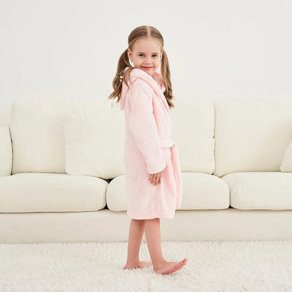Children's Pajamas Bathrobes Girls Solid Color Soft Robe Personalized Princess Sleepwear Warm Loungewear Home Clothes 2-8Years