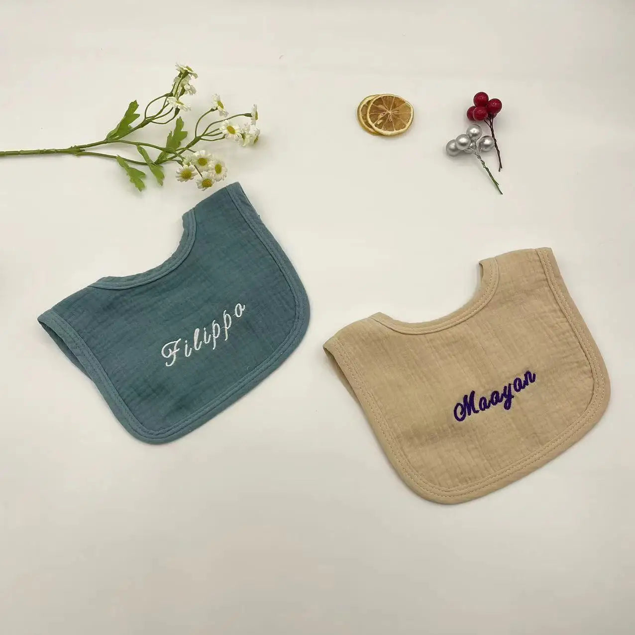 Personalized Baby Saliva Towel Pure Cotton Scarf Baby Feeding Stuff Infant Boys & Girls Custom Name Bib Gift 2Pcs