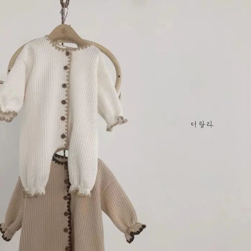 New Baby Girl Vintage Romper Japan Style Infant Soft Cotton Long Sleeve Jumpsuit Newborn Pajamas Baby Casual Home Clothes 0-24M