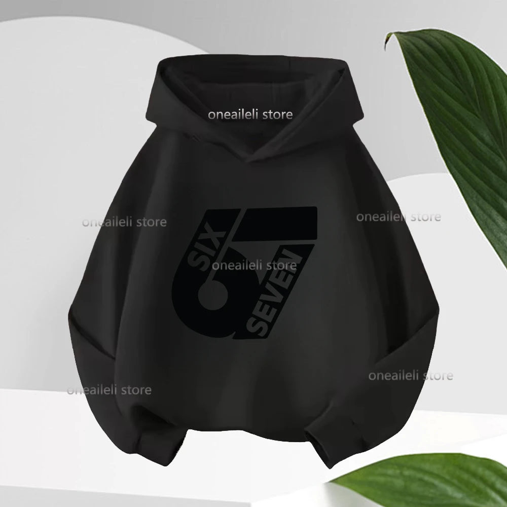 Graphic Funny 67 Kid Hooded Pullover Sweater Comfortable Stylish Street Style Long-sleeved Children's Wear Boy Girl Hoodies