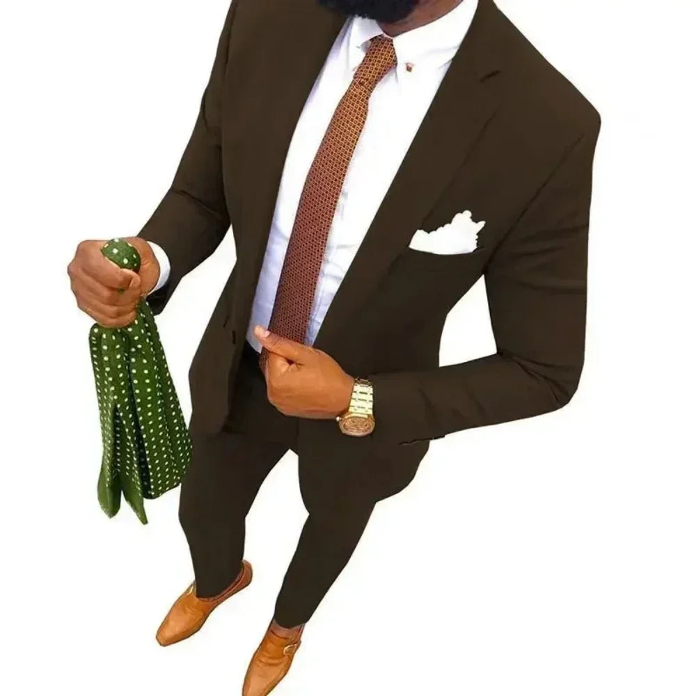 Men's Fitted Tuxedo Suit 2-Piece Blazer And Pants Wedding Groomsmen Smoking Suit Elegant Formal Wear for Special Occasions