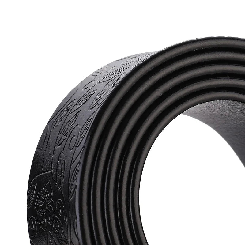 Vintage Flora Women Belts Cowhide Leather Belt Waistband with Sculpture Alloy Buckle for Dresses Skirts and Jeans