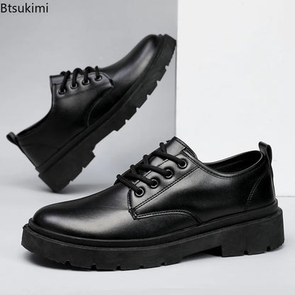 2026 Men's Fashion Leather Dress Shoes Casual Formal Dress Oxfords Wedding Flats Soft Breathable Walking Office Sneakers Shoes