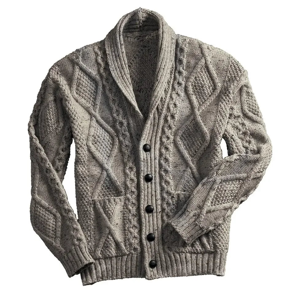 Fall/winter Sweater Men 2023 Fashion Solid Color Long Sleeve Lapel Coat Knitted Cardigan for Men